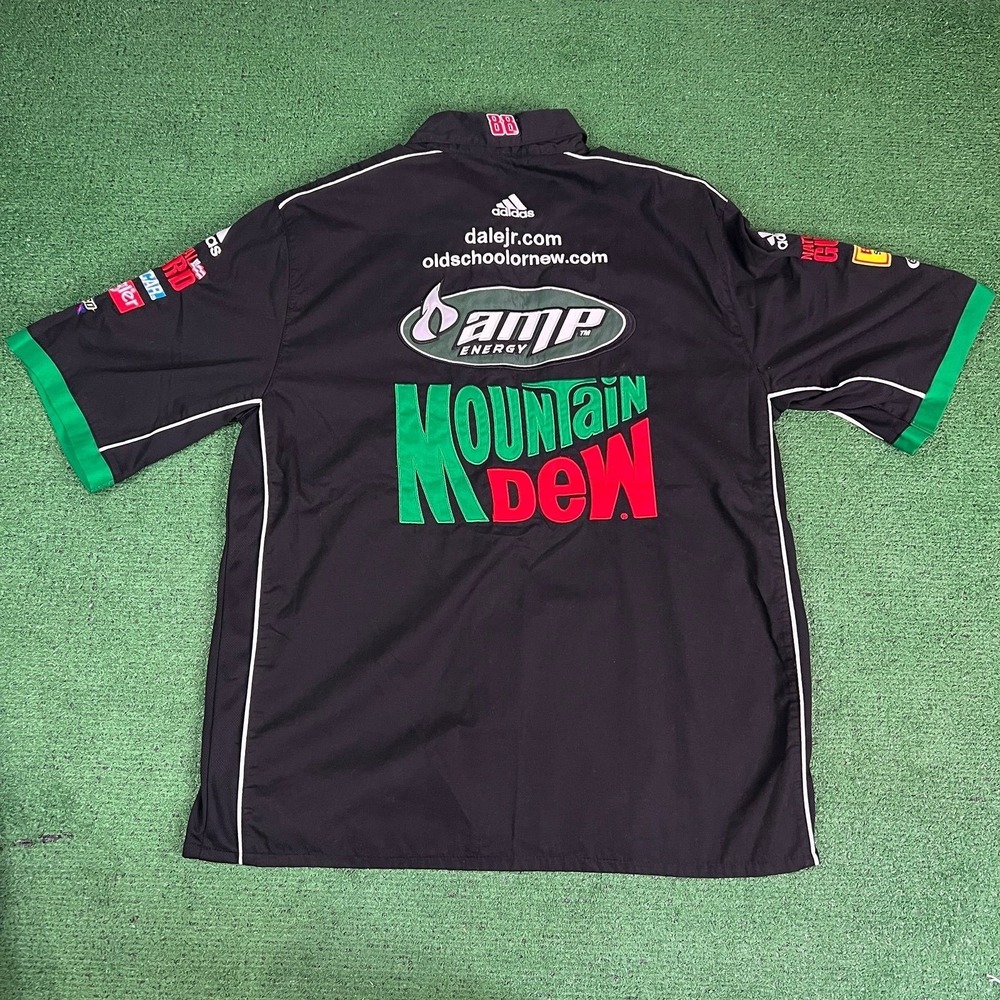 RARE Vintage NASCAR Mountain Dew Dale Jr Racing Button Up Shirt (Size - X Large) - Picture 6 of 12